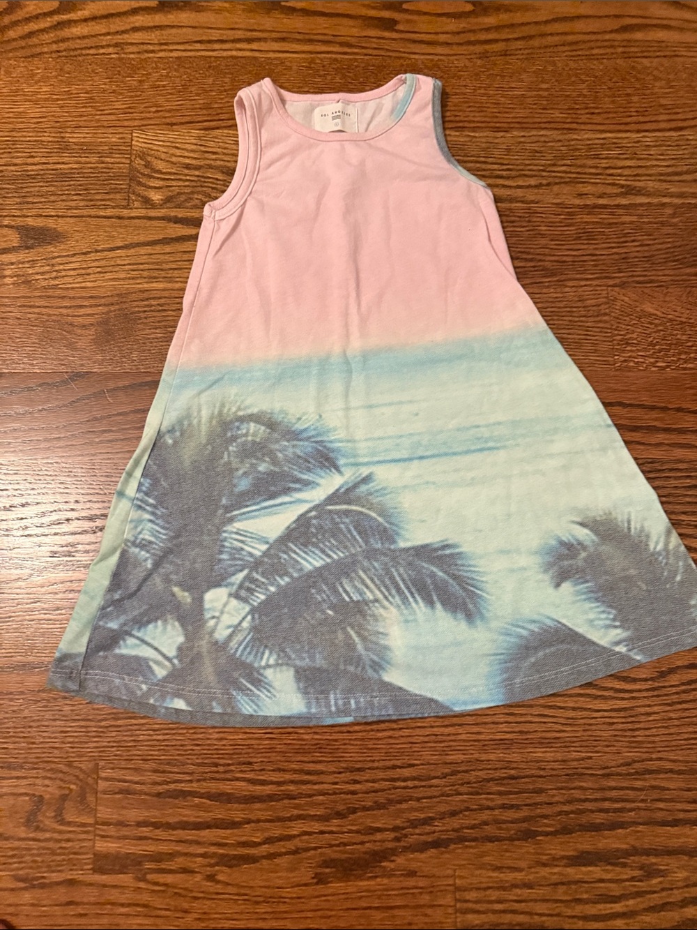 Sol Angeles Pink Ombre Palm Print Girls Dress